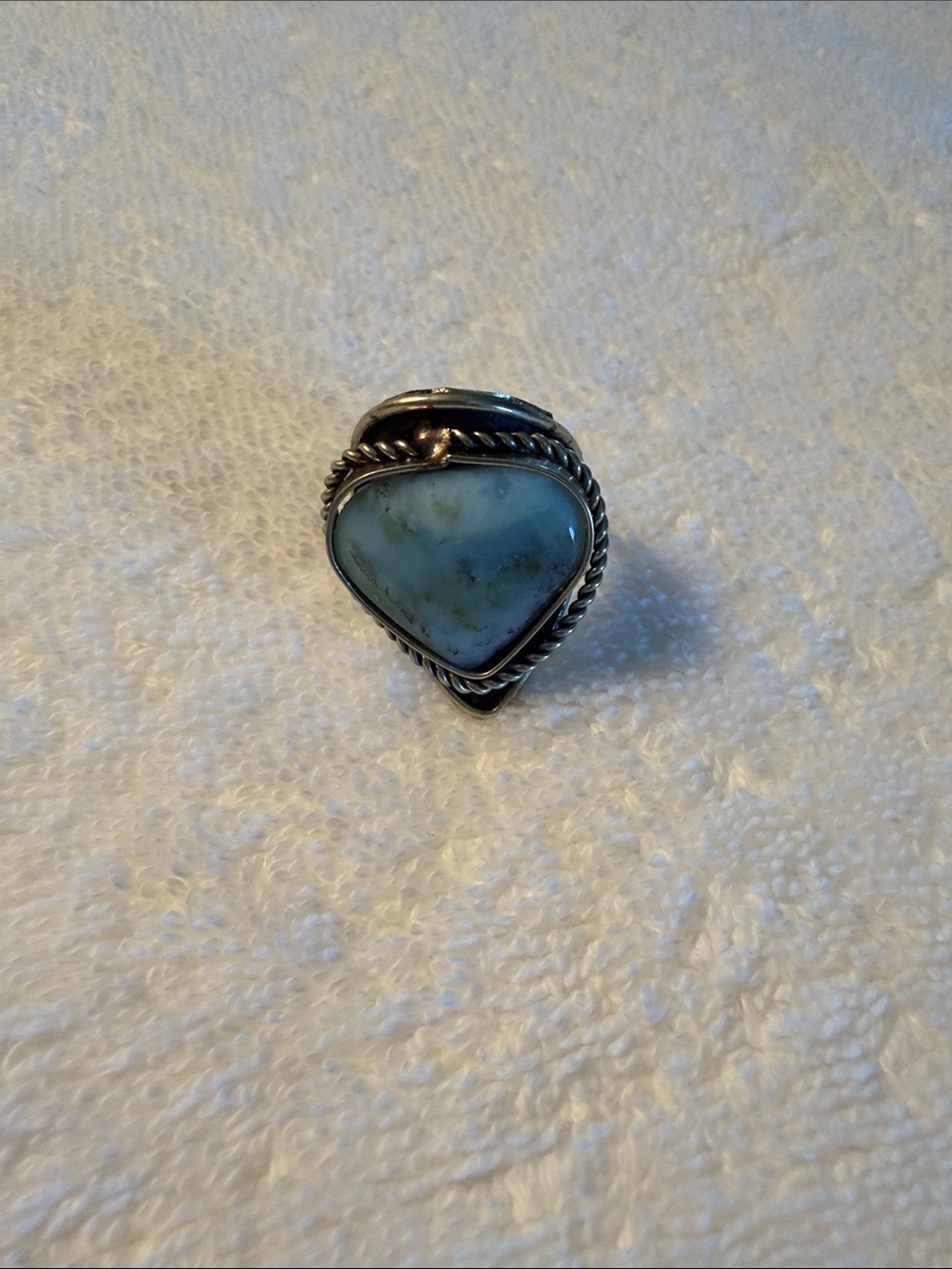 Sterling Silver Teardrop Green Turquoise Statement Ring